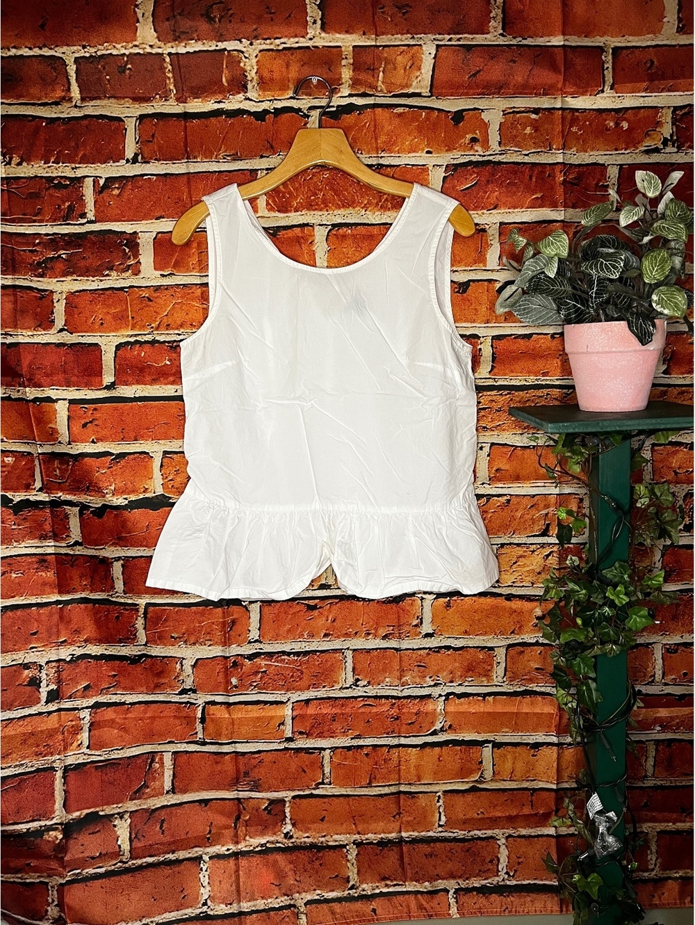 J. Crew White Scoop Neck Peplum Sleeveless Tank Top